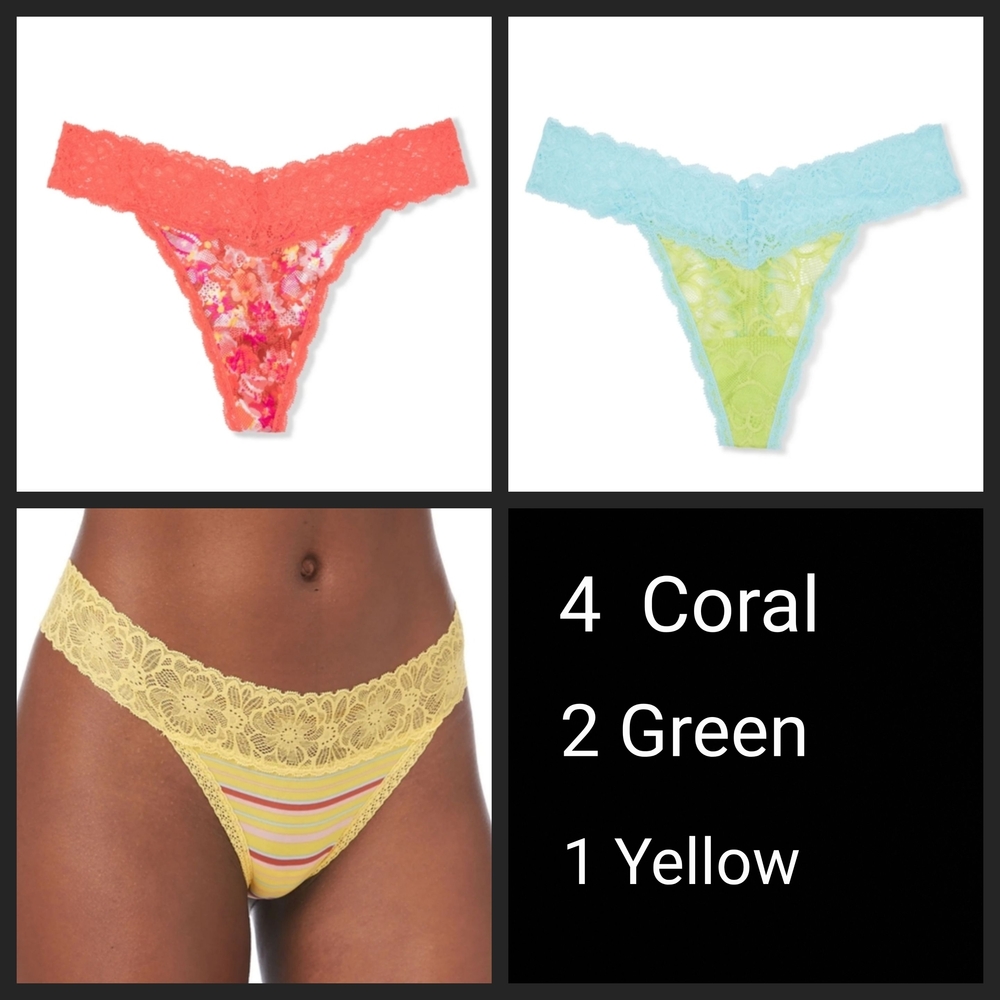 7-Pk Colorful Lace Thong Set